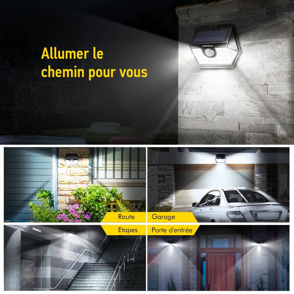 Lampe solaire extérieur avec détecteur de mouvement MPOW - AXIMÈ, Achat en  ligne avec livraison à domicile au Bénin et au Togo