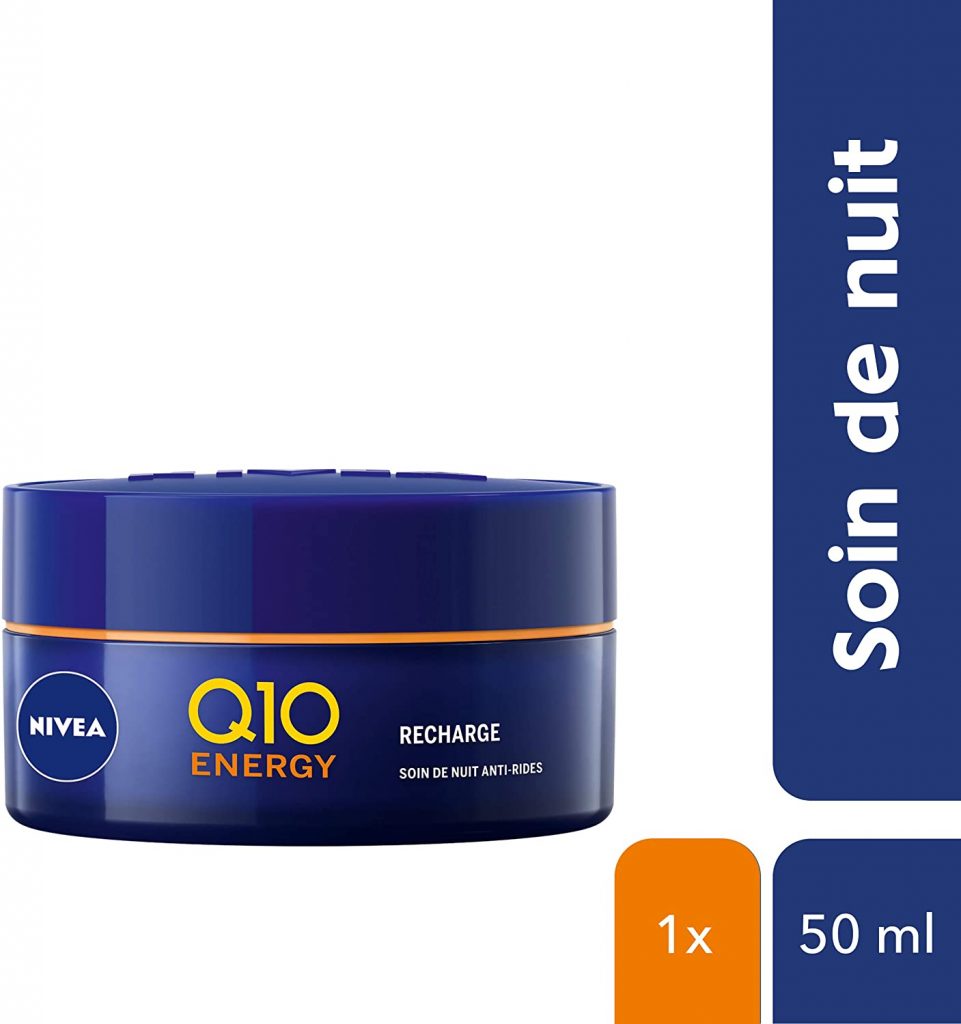 NIVEA Soin de Nuit Q10+C Energy Pot (1 x 50 ml), Crème de nuit enrichie en Q10 et Vitamines, Soin anti-âge pour une peau raffermie et visiblement plus jeune