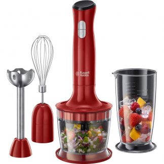 Russell Hobbs Mixeur Plongeant Multifonction 3en1 500ml, Mélange, Hache, Fouette, Mixe, Compatible Lave Vaisselle - Rouge 24700-56 Desire