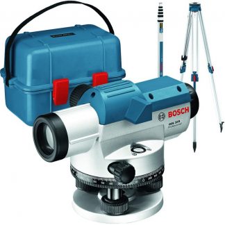 Bosch Professional Niveau optique GOL 20 D (grossissement 20x, unité de mesure : 360 degrés, portée : jusqu’à 60 m, pige GR 500, trépied BT 160, dans un coffret de transport)