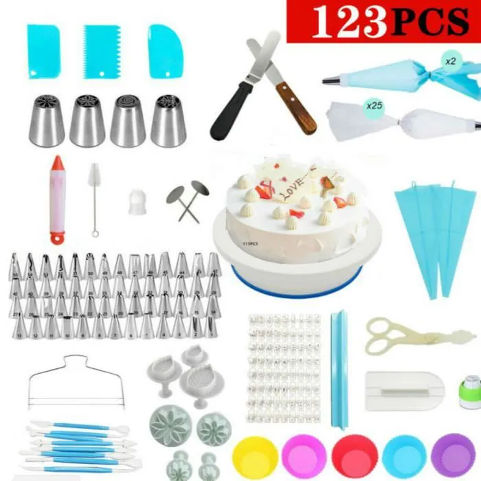Outil De Gâteau Kit ,Kit De Pâtisserie Plateau À Gâteaux Présentoir À Gâteaux Tournant Pour Glaçage Et Déco Matériel De Cuisine (123