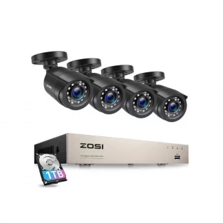 ZOSI 1080P 8CH H.265+ DVR 1TB Disque dur avec 1080p Caméra de Surveillance Extérieure App Gratuite Accès à distance via Smartphone
