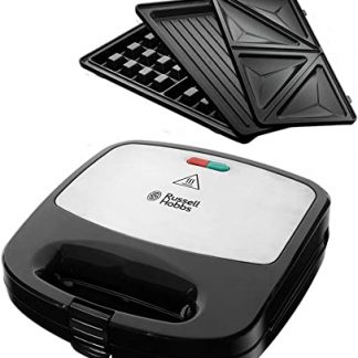Russell Hobbs Appareil Croque Monsieur [Multifonction 3en1] Fiesta (Gaufrier, Grill, Sandwich, Croque Monsieur, Plaques Amovibles Anti Adhésives, 750W, Design Inox Brossé) 24540-56